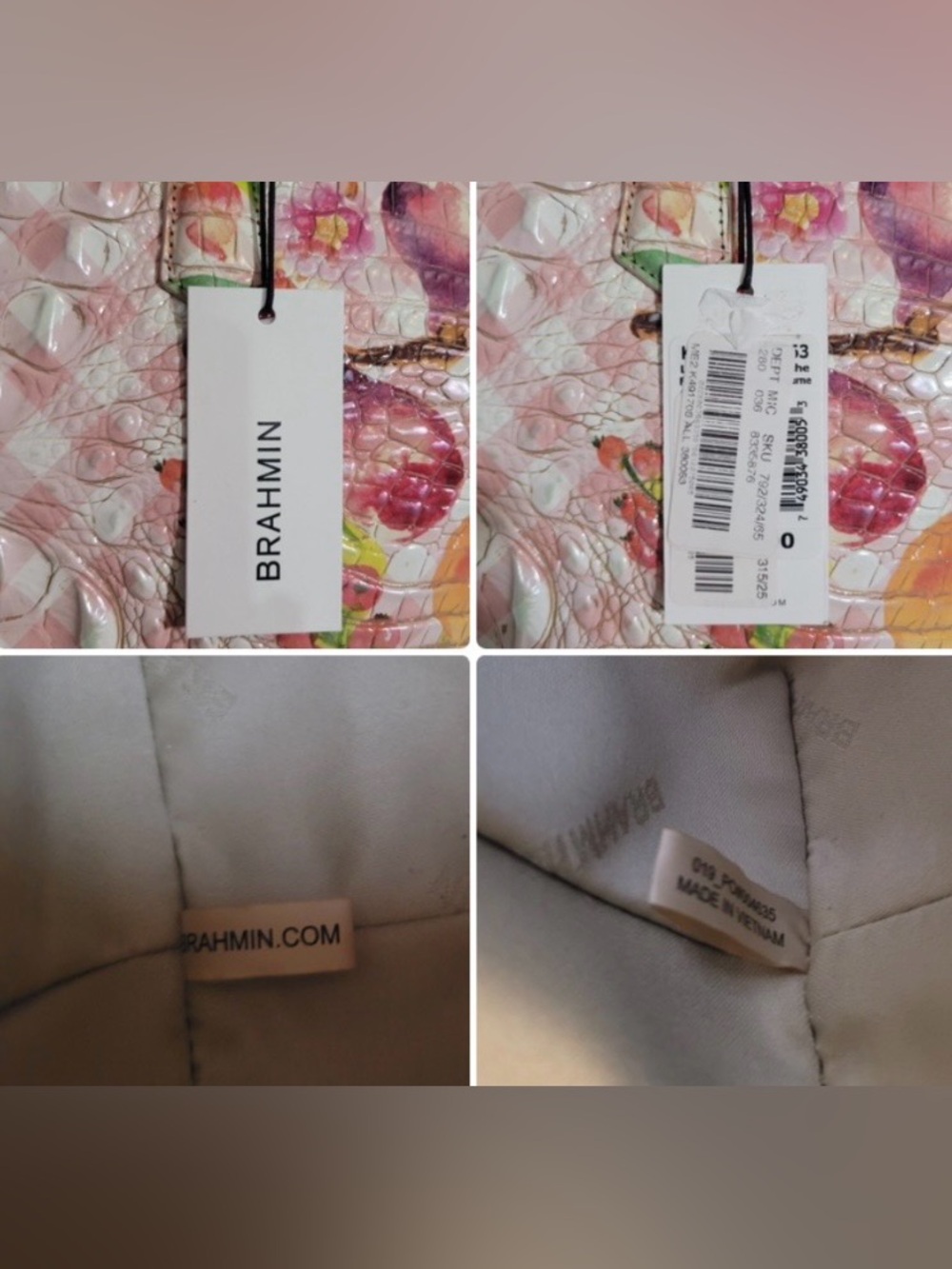 Brahmin Large Duxbury Satchel Fruit Salad Ombre Melbourne Leather Handbag NWT - Picture 2 of 16